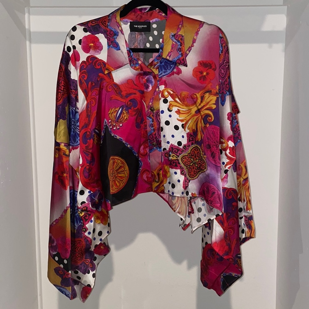 The Kooples silk asymmetric flowy sleeve shirt